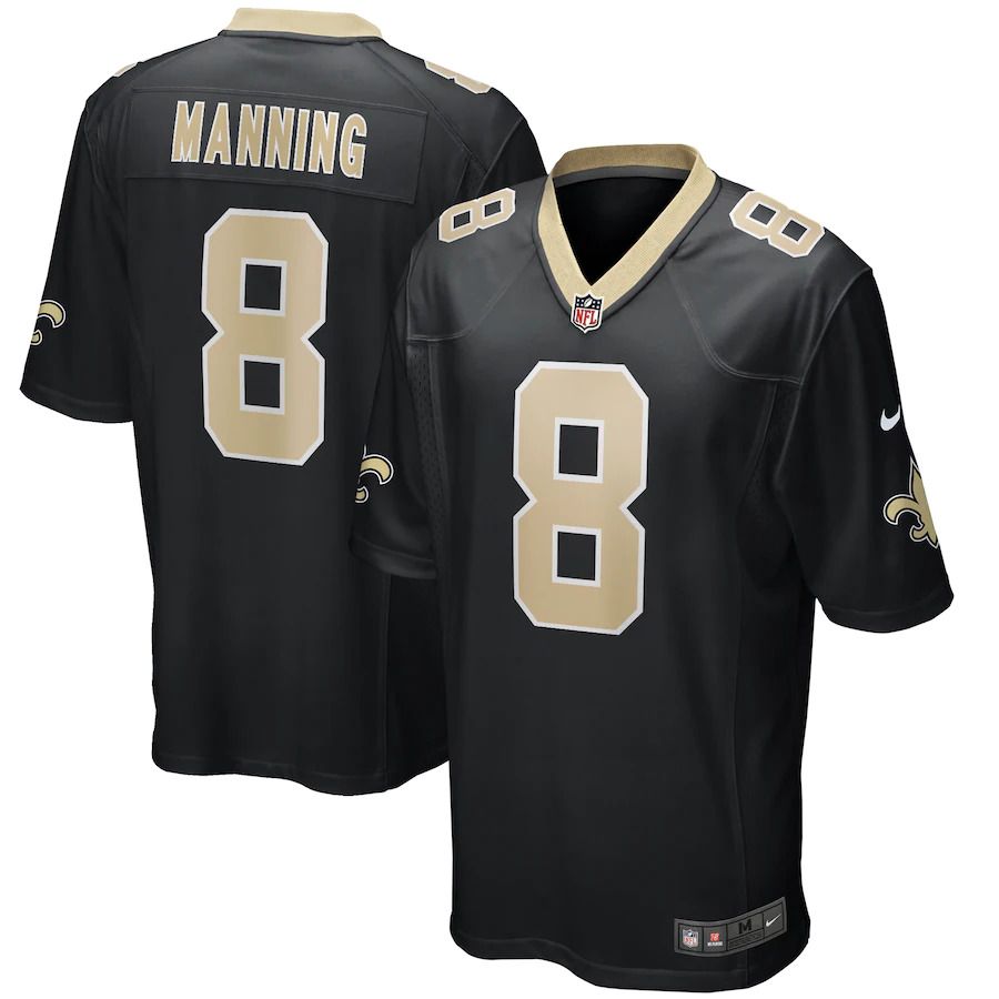 Men New Orleans Saints 8 Archie Manning Nike Black Game Retired Player NFL Jersey
